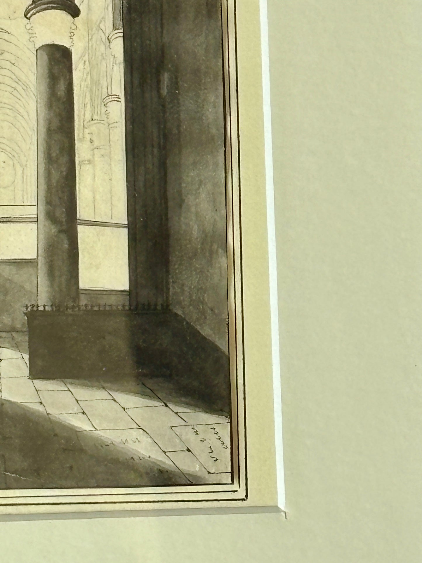 Antique drawing of cathedral interior