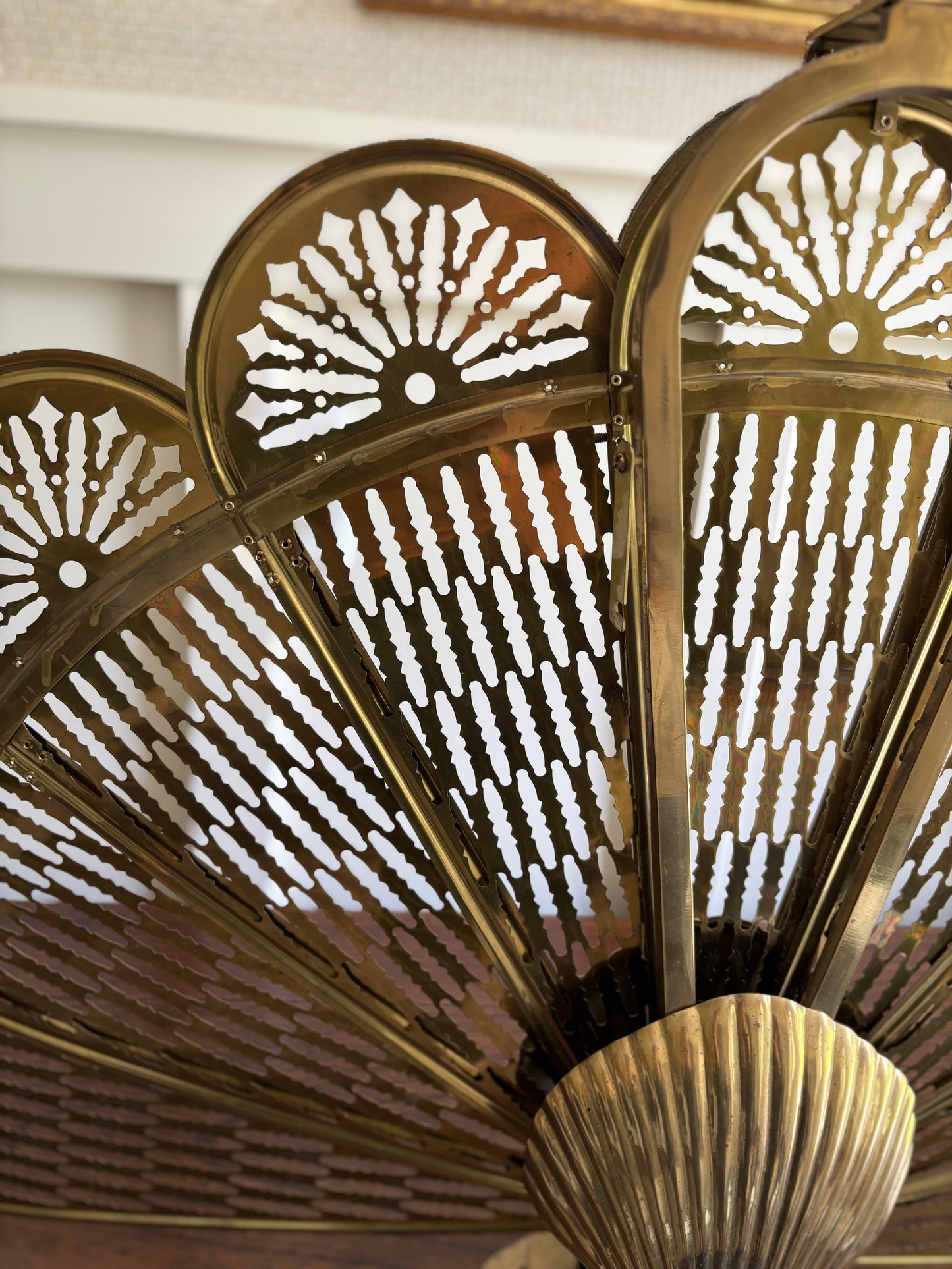 Vintage brass fireplace screen