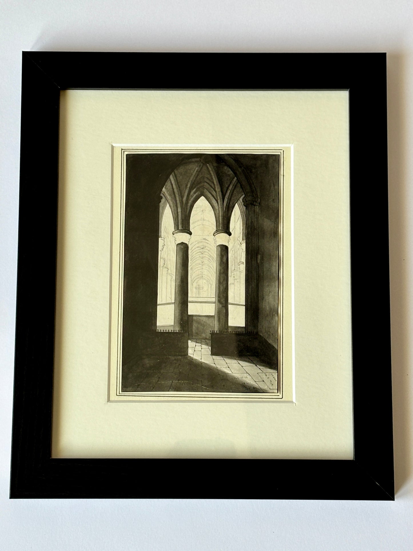 Antique drawing of cathedral interior