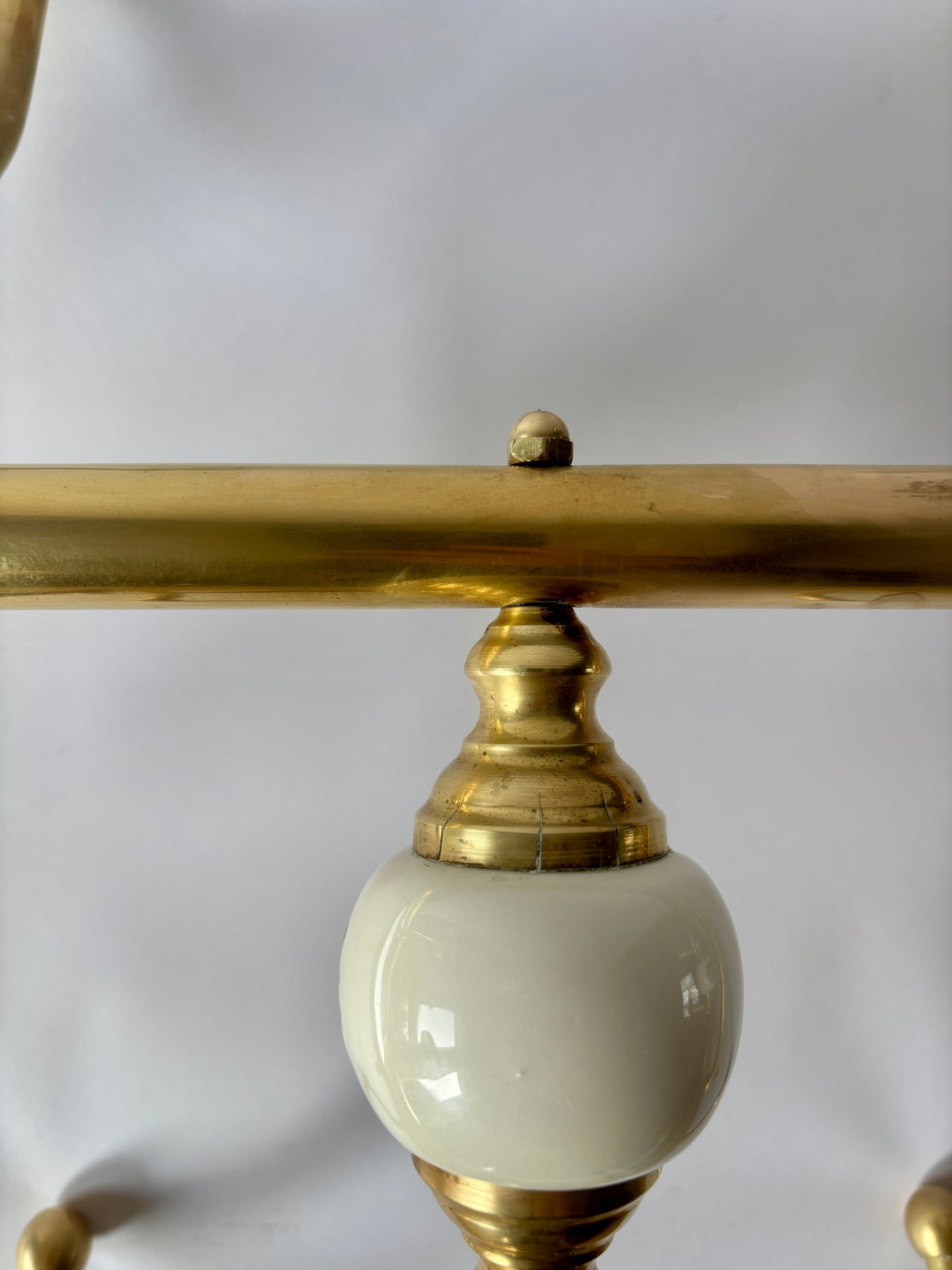 Brass and porcelain coat rack