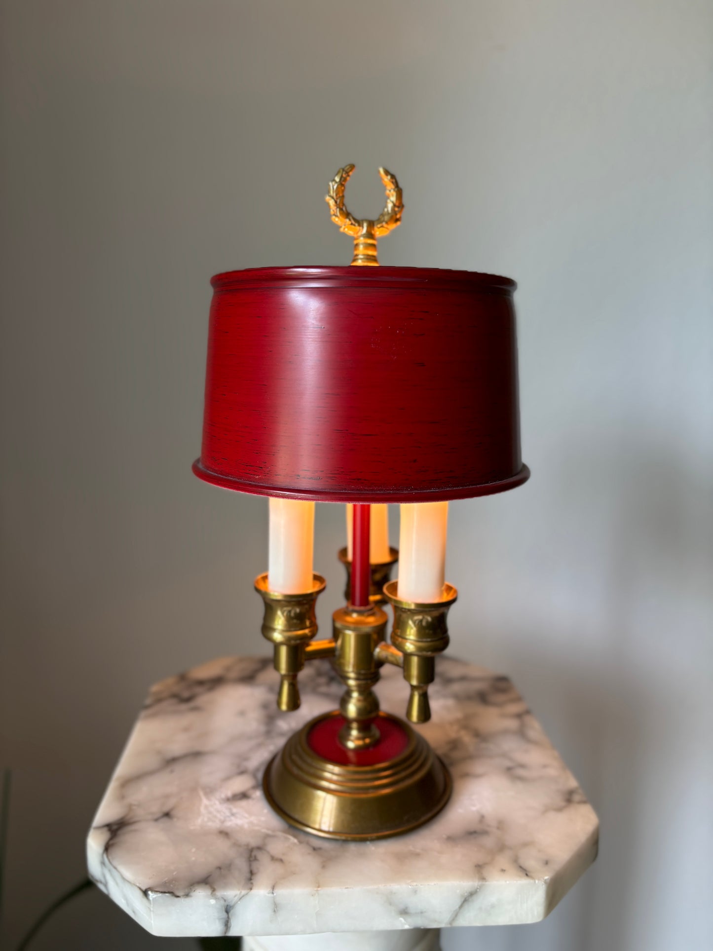 Vintage brass bouillotte lamp
