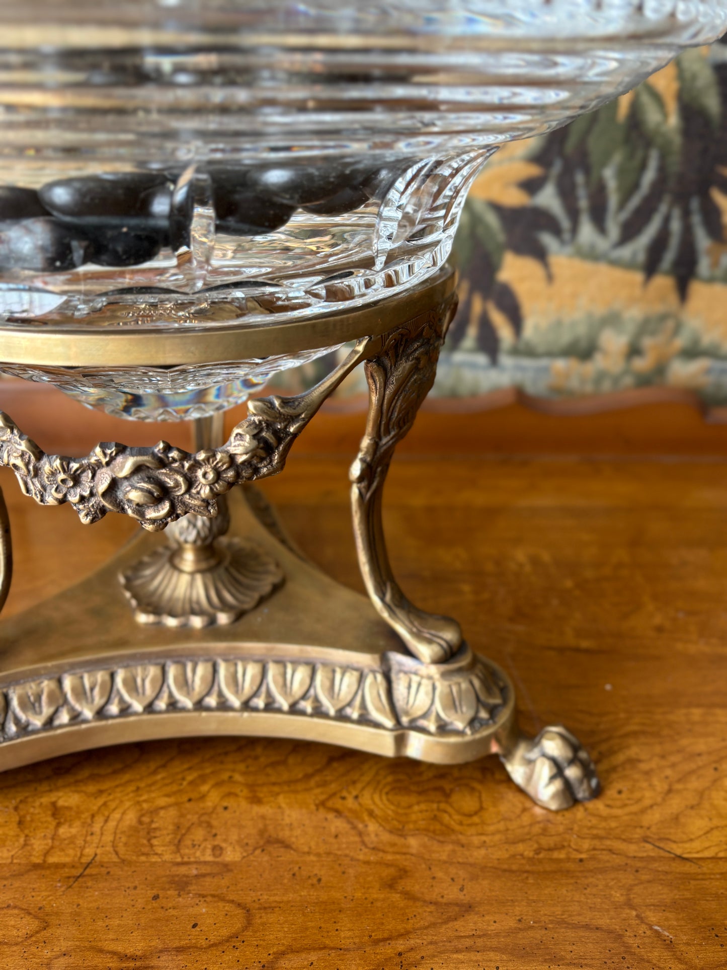 Brass and crystal compote