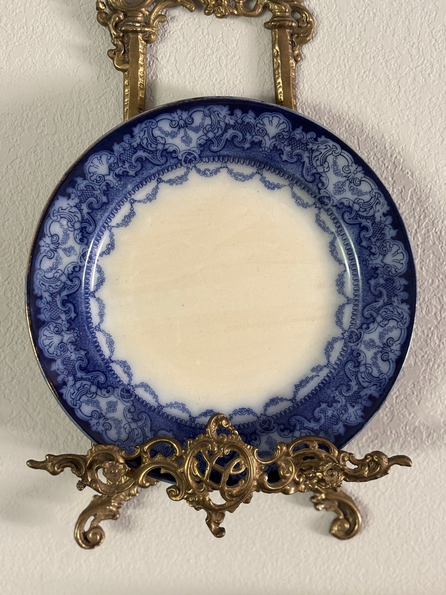 Antique flow blue ironstone plate