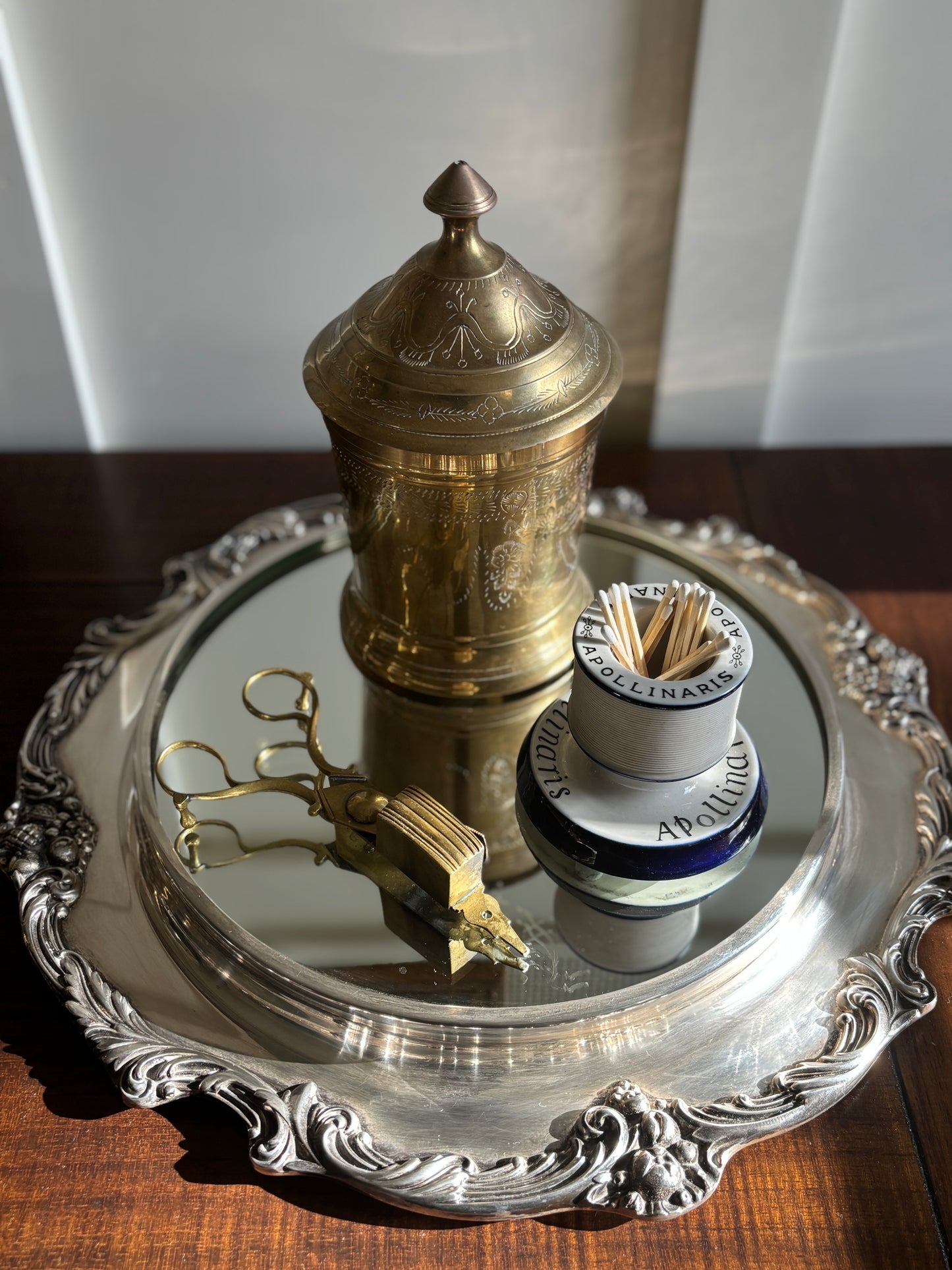 Vintage silver Reed and Barton mirrored vanity tray
