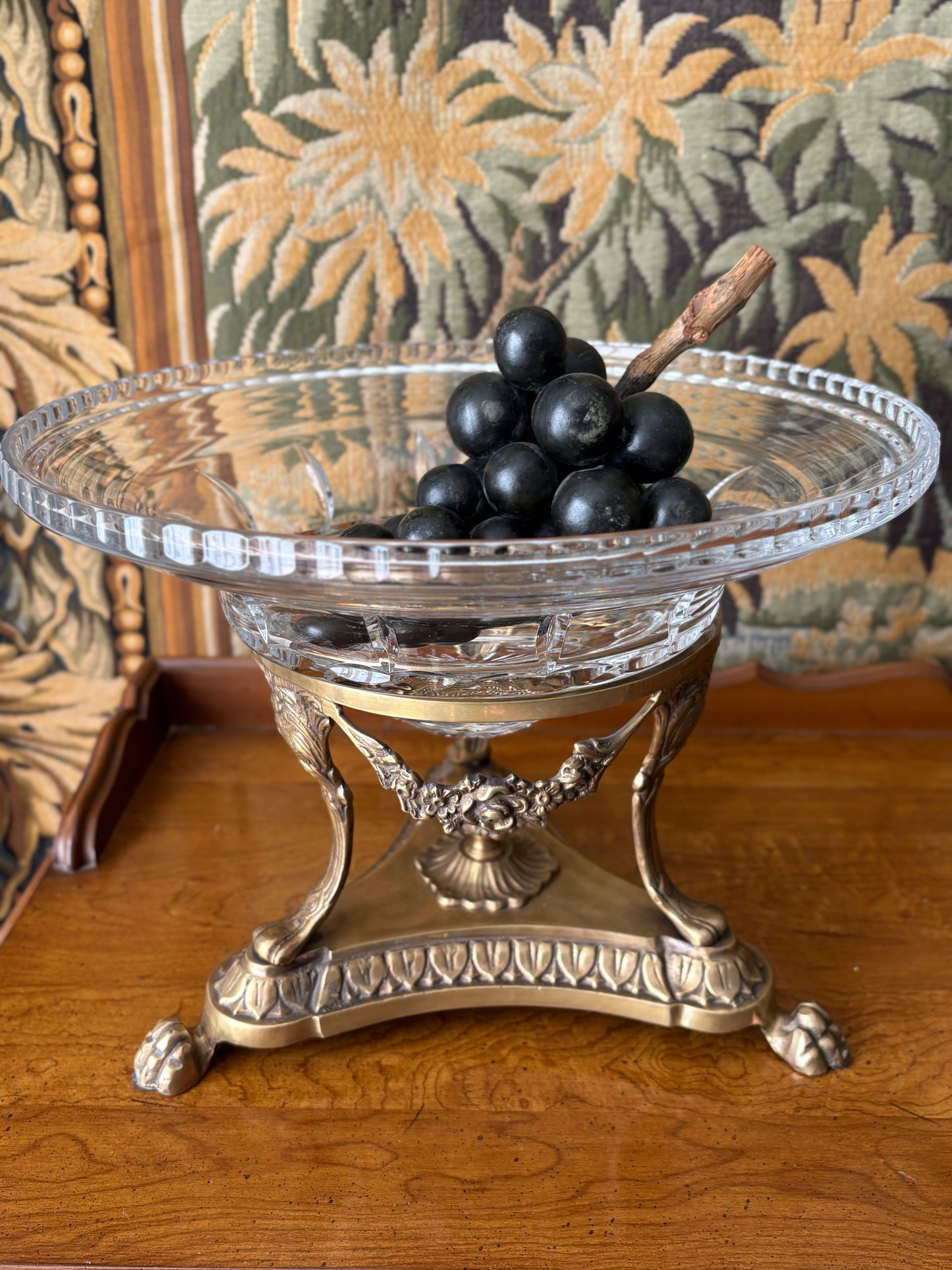 Brass and crystal compote