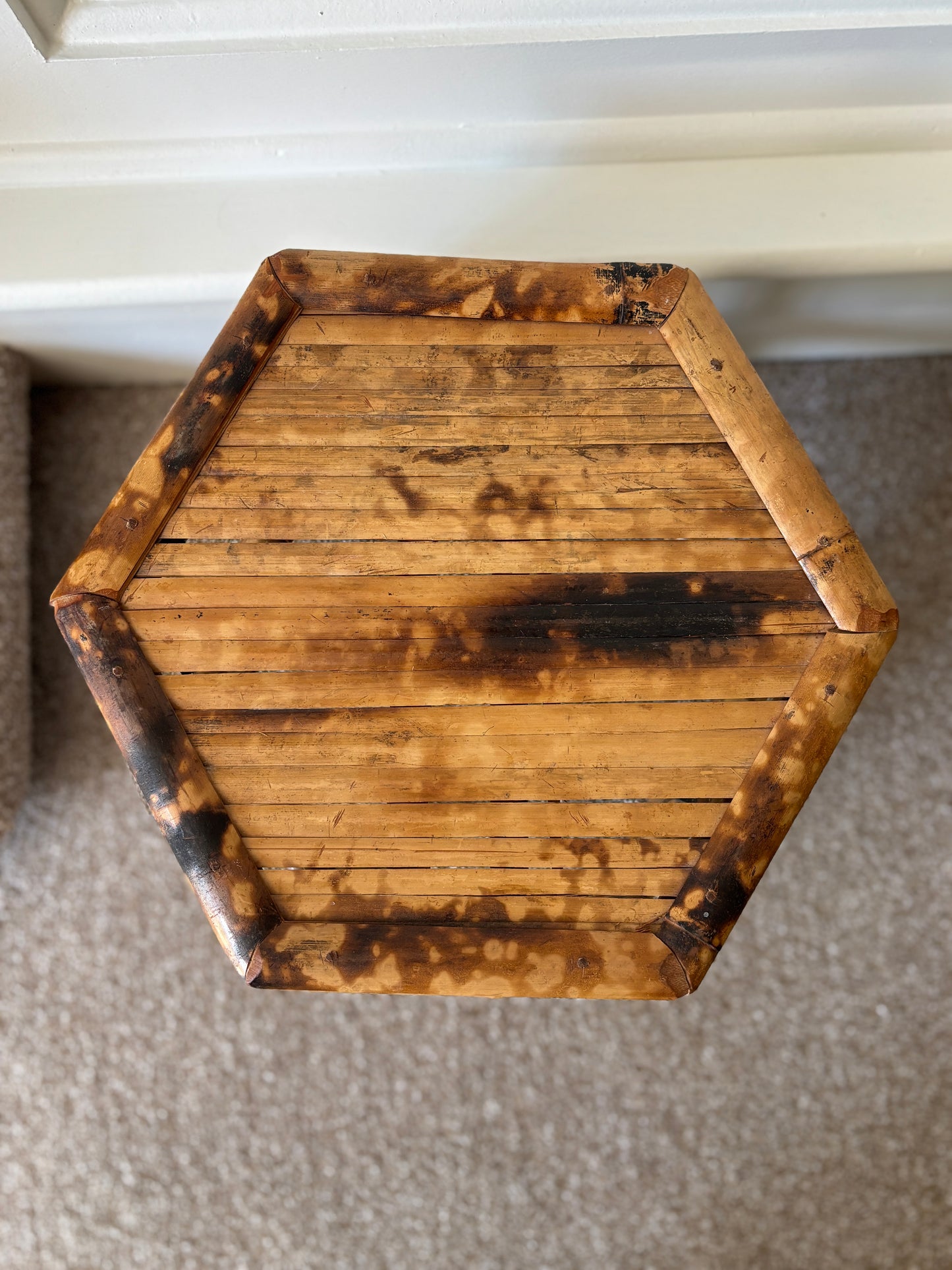 Burnt bamboo plant stand