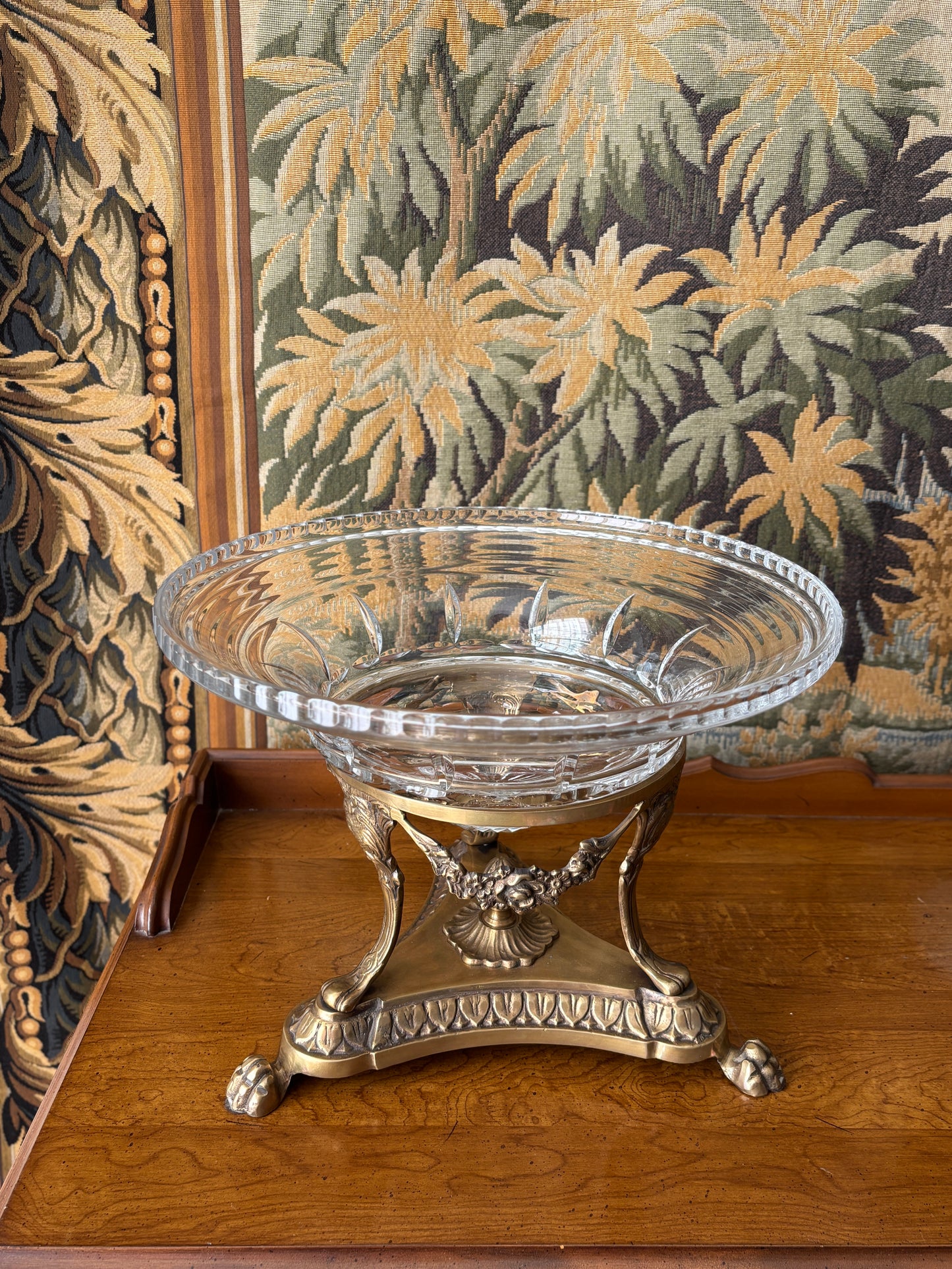 Brass and crystal compote