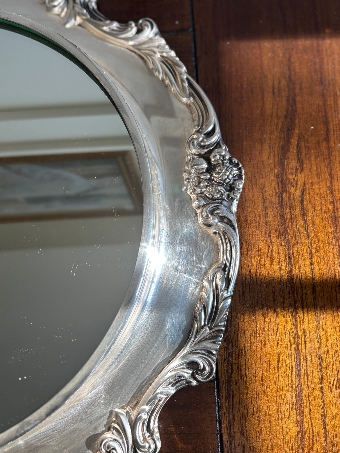 Vintage silver Reed and Barton mirrored vanity tray
