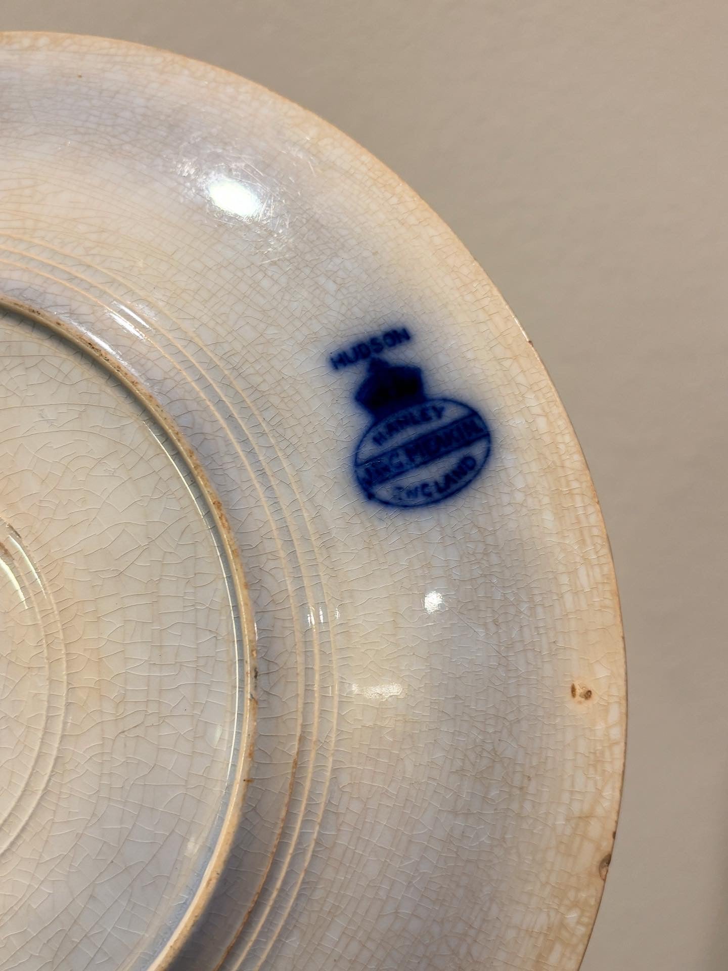 Antique flow blue ironstone plate