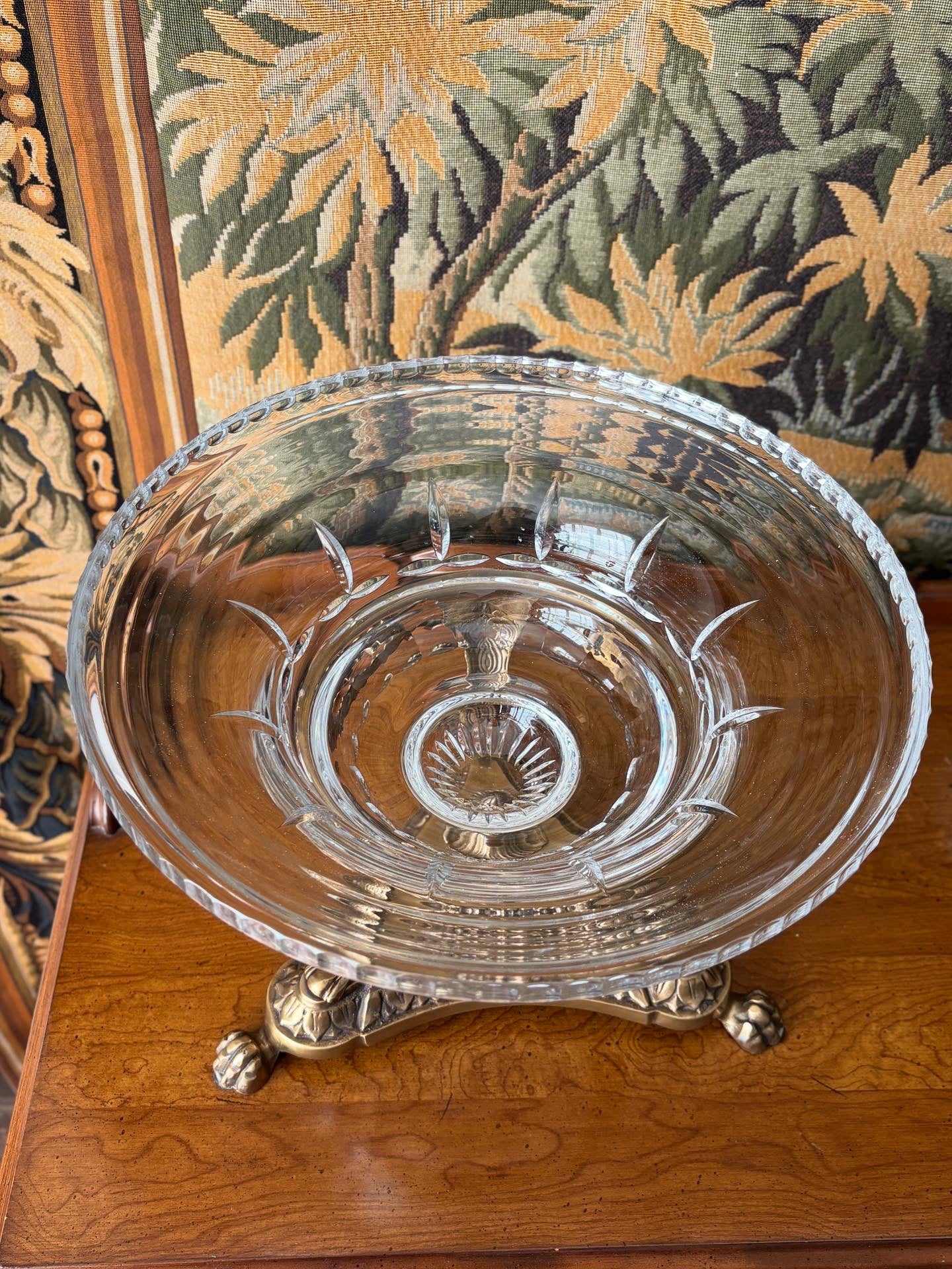 Brass and crystal compote