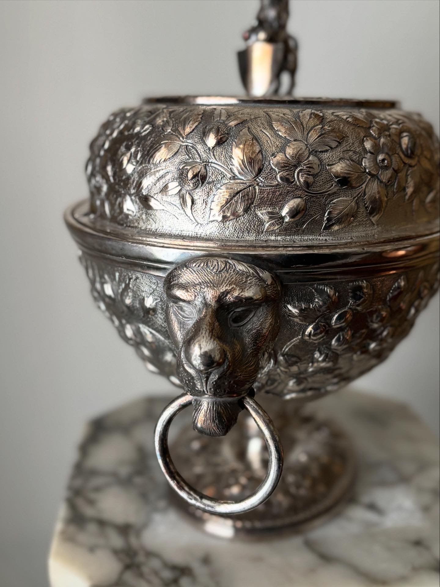 Antique silver plate footed tureen