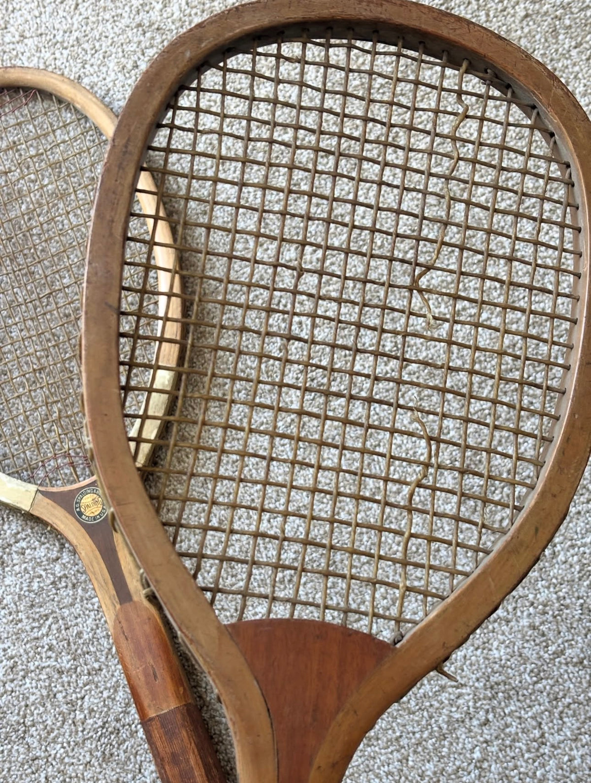 Pair of antique tennis rackets
