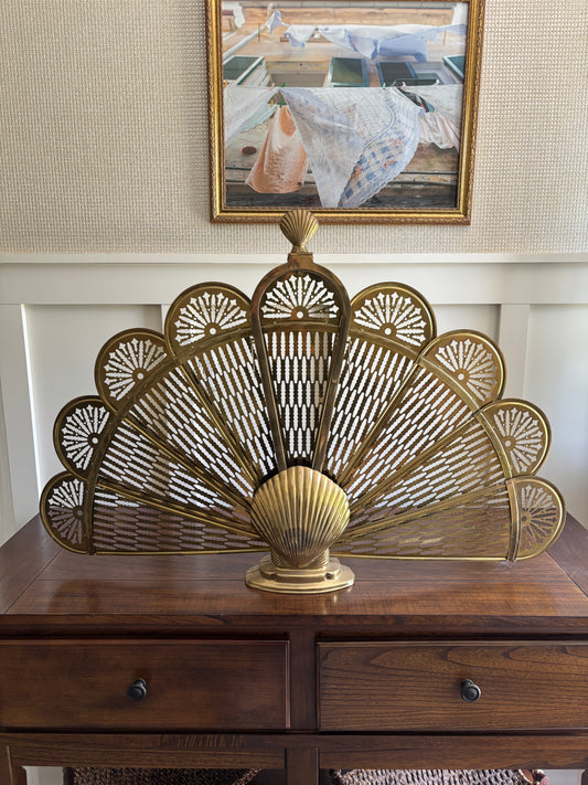 Vintage brass fireplace screen