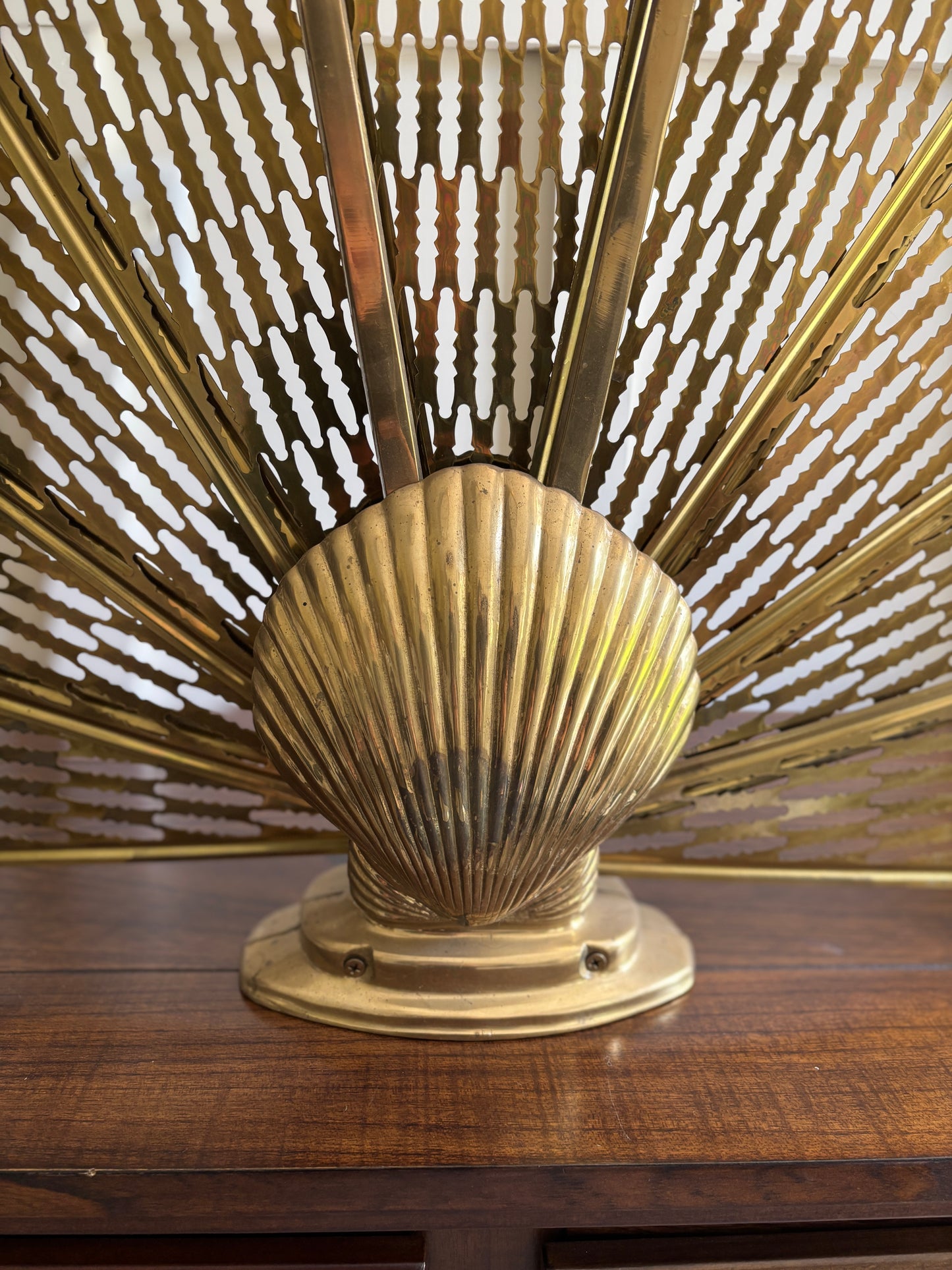 Vintage brass fireplace screen