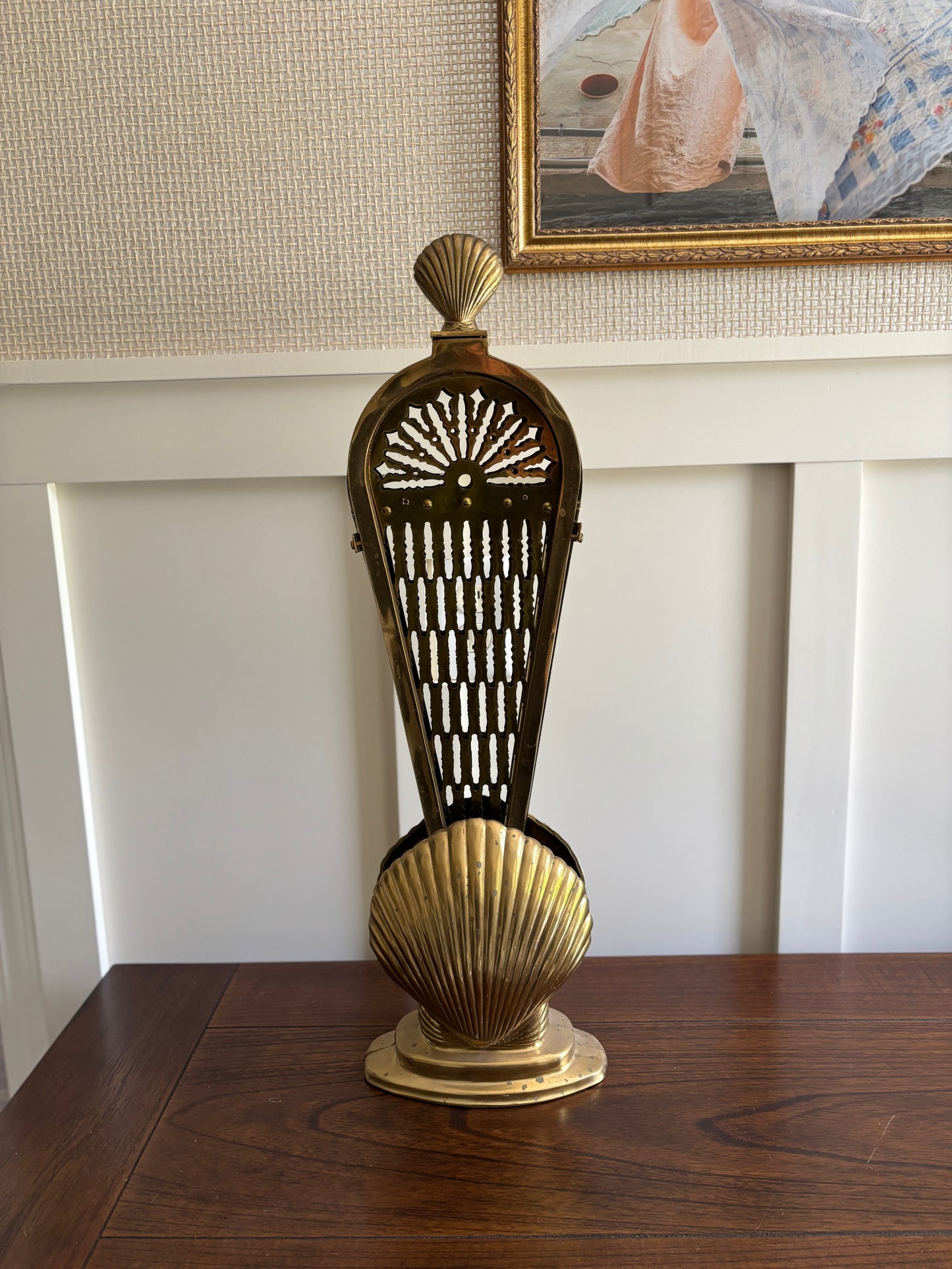 Vintage brass fireplace screen