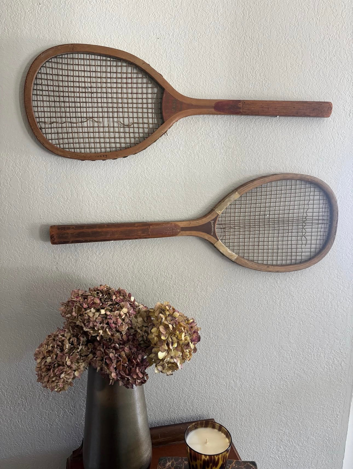Pair of antique tennis rackets