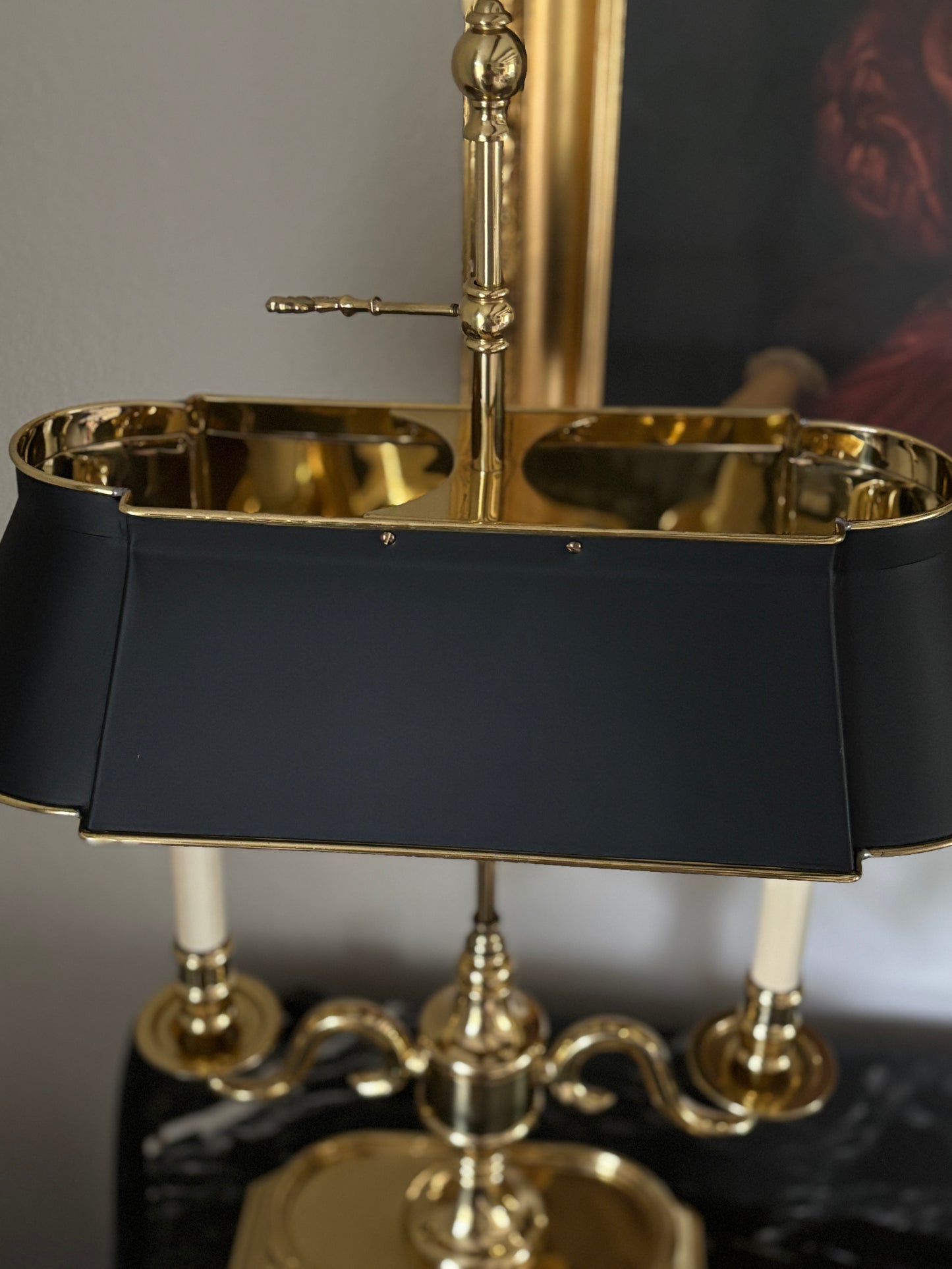 Brass Bouillotte lamp w/ metal shade