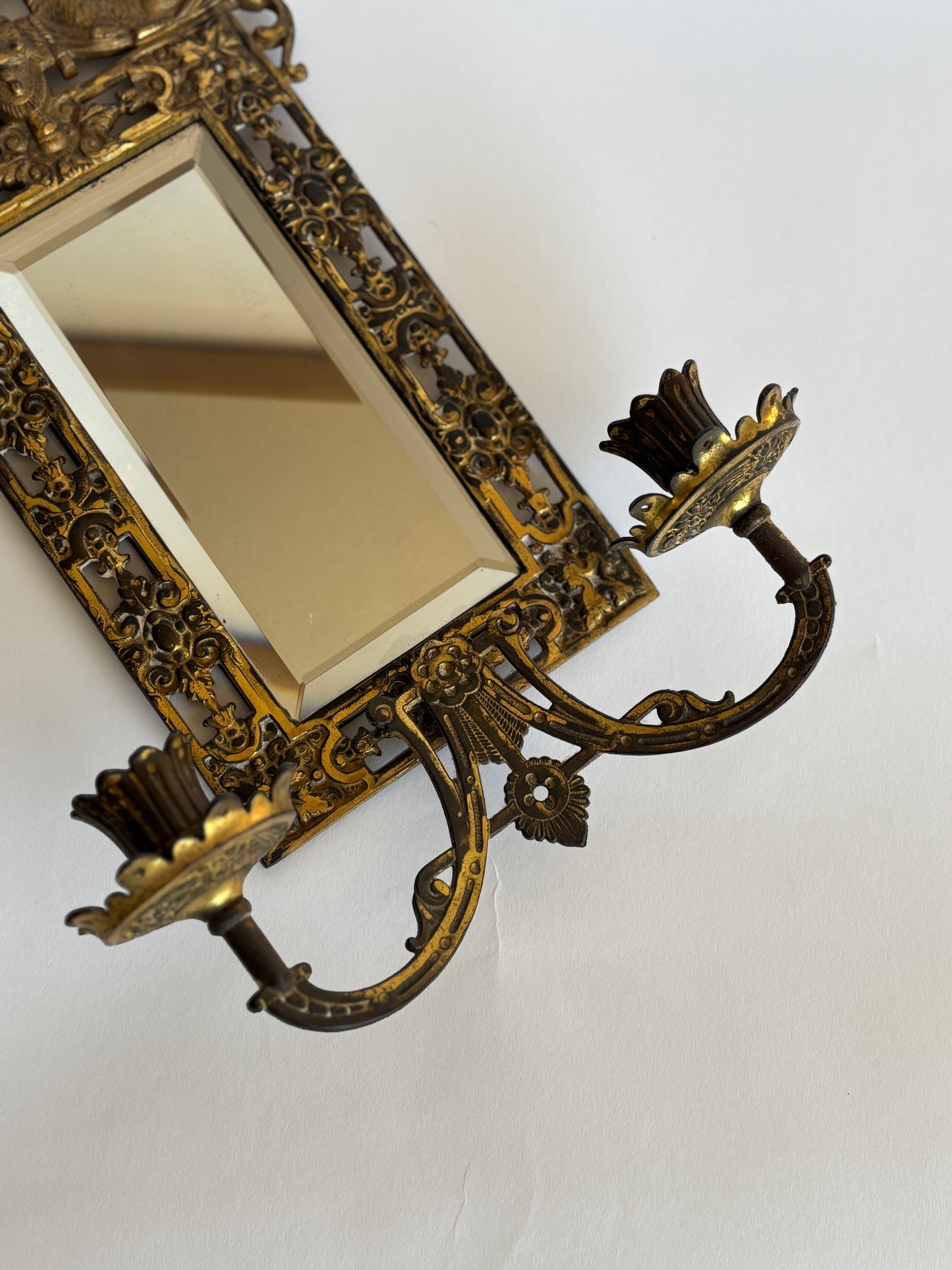 Gilt metal mirrored candelabra