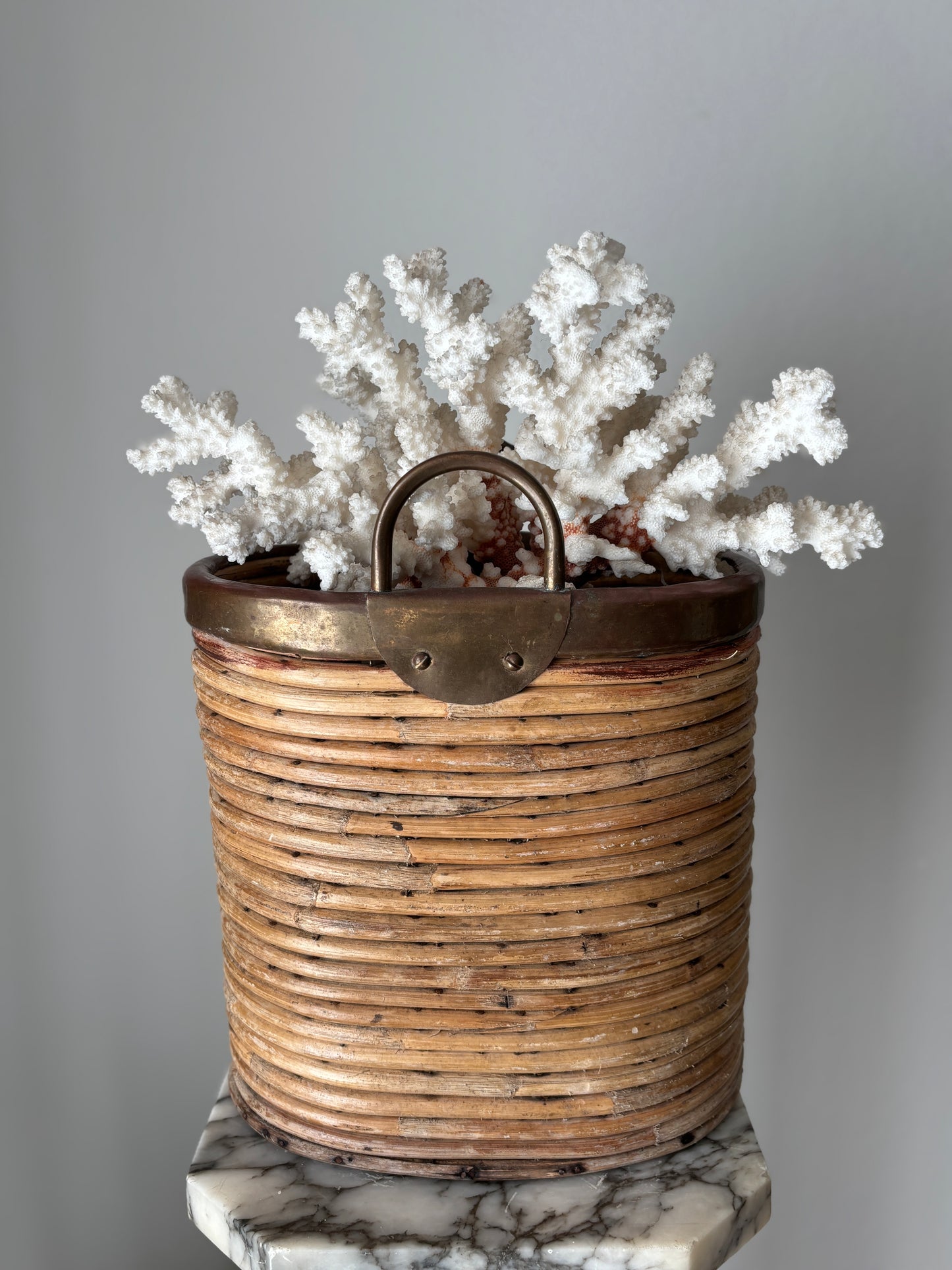 Brass rimmed basket