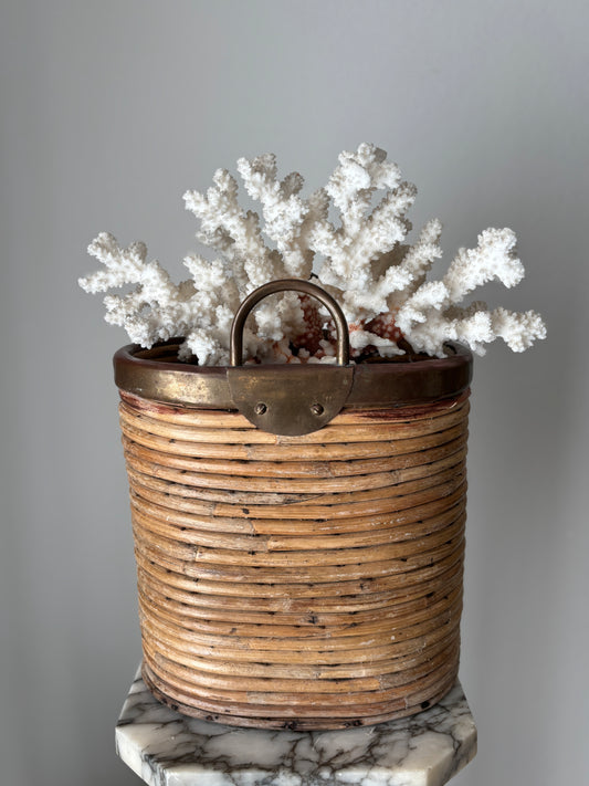 Brass rimmed basket