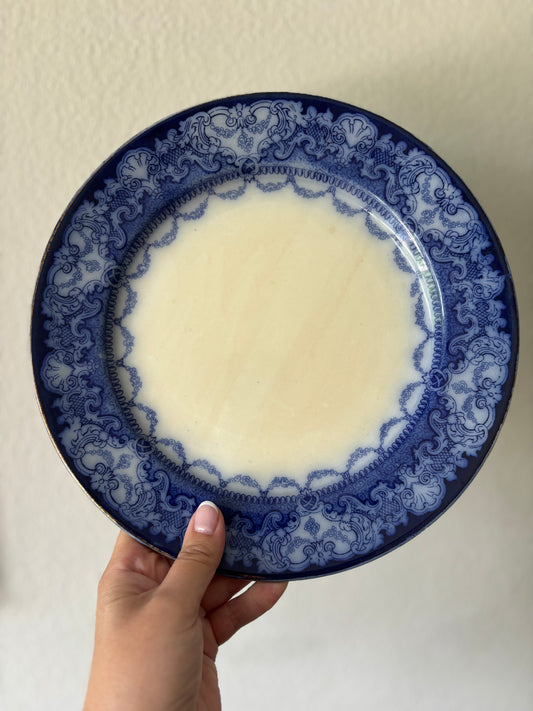 Antique flow blue ironstone plate