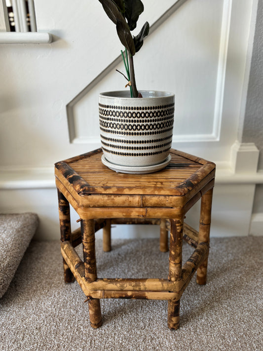 Burnt bamboo plant stand