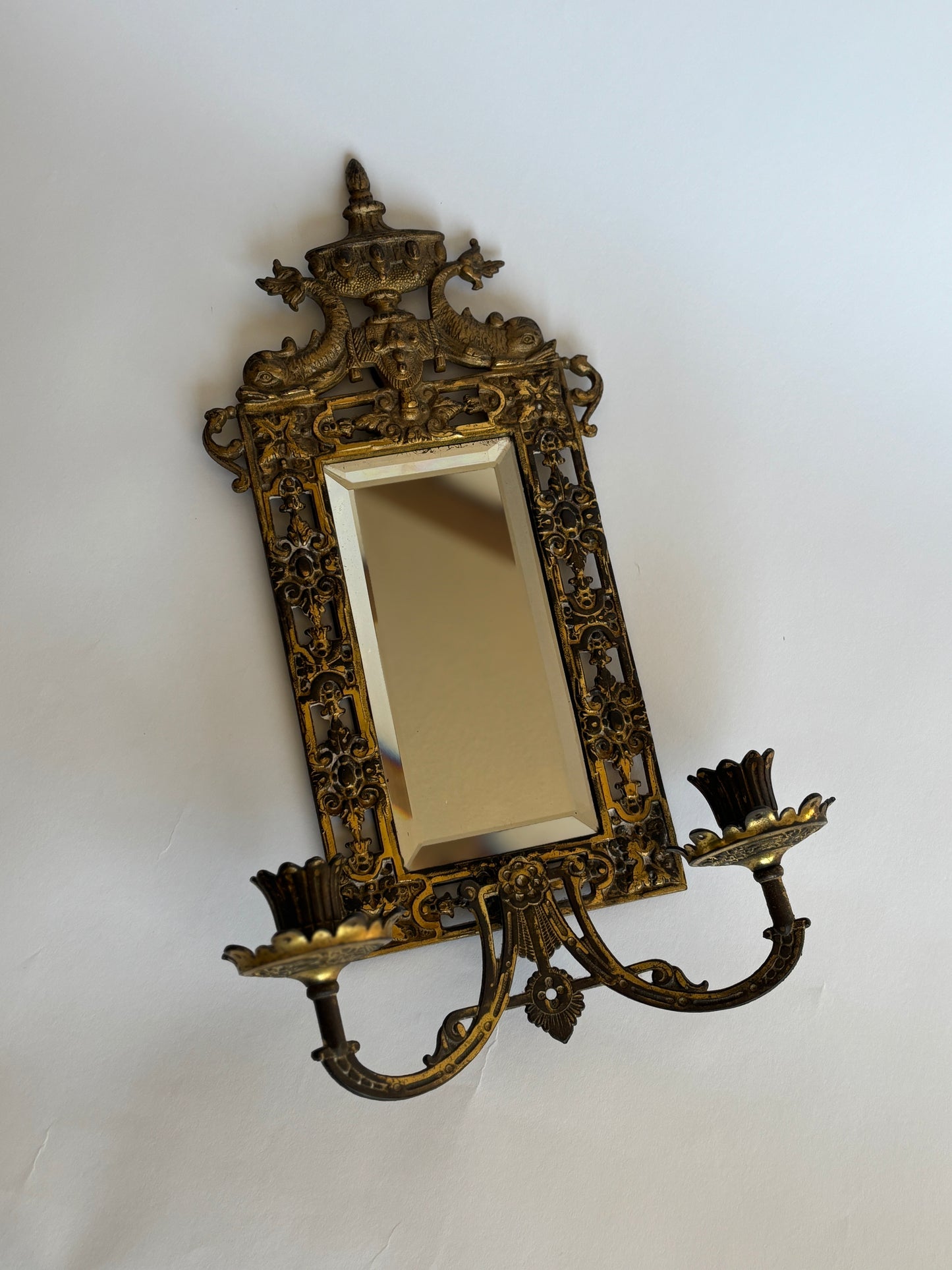 Gilt metal mirrored candelabra