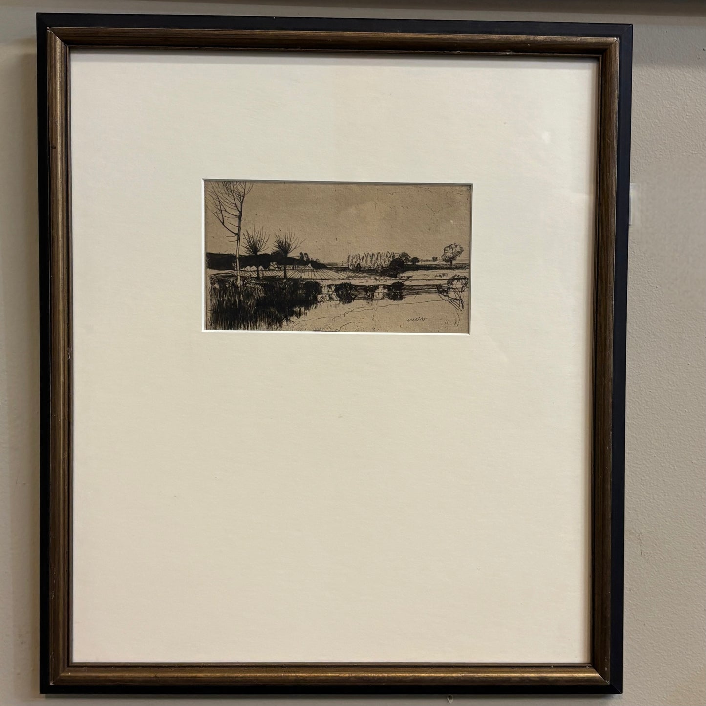 Antique dry point etching