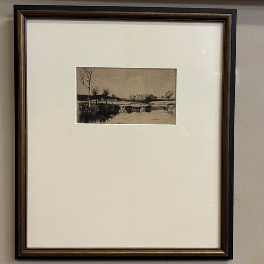 Antique dry point etching