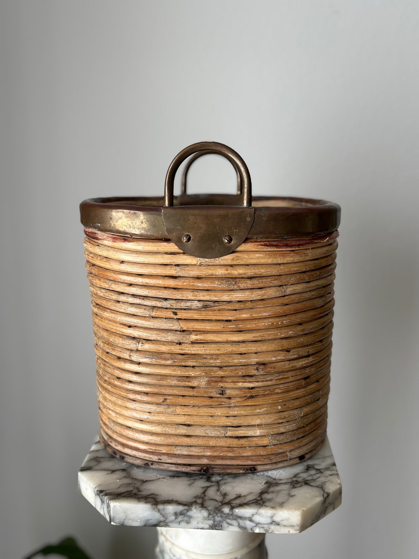 Brass rimmed basket