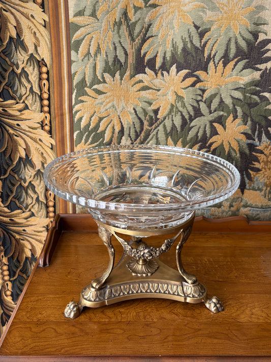 Brass and crystal compote