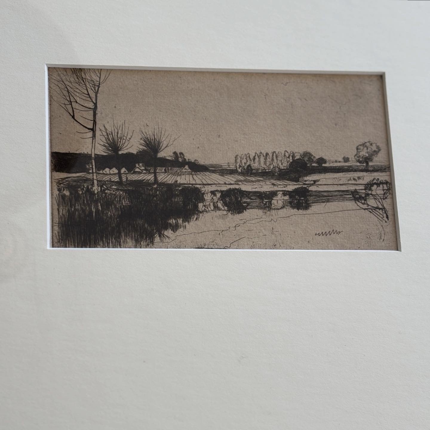 Antique dry point etching