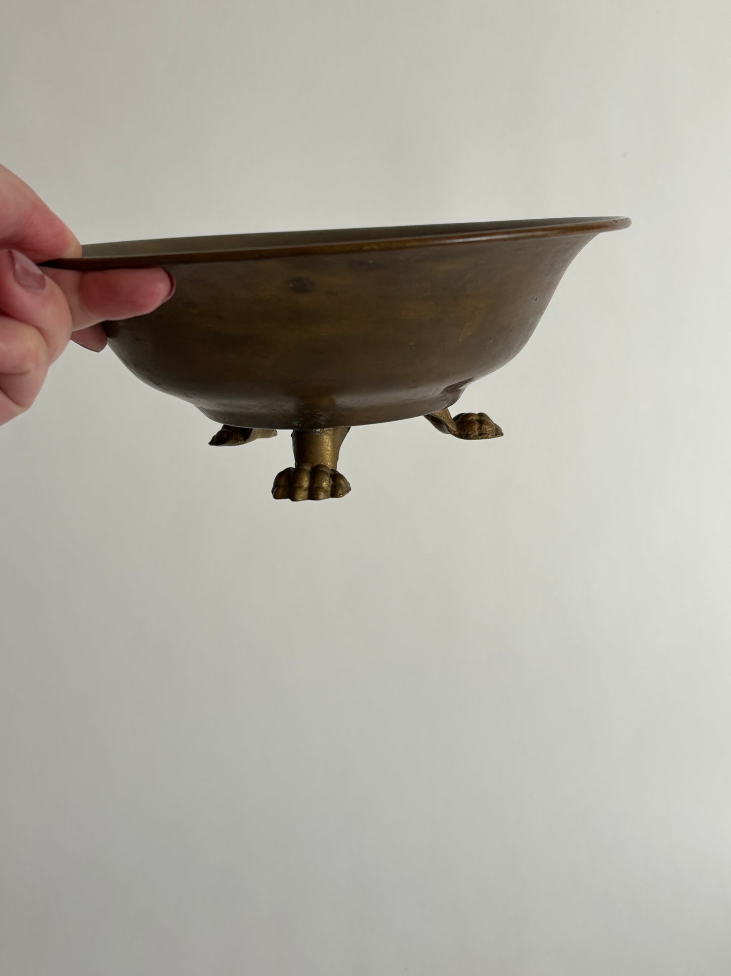 Footed brass bowl w/ vintage matchbooks