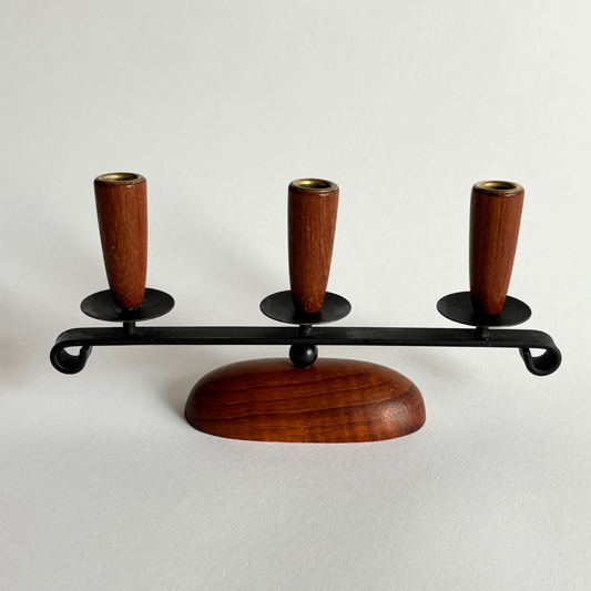 Vintage Danish teakwood candelabra