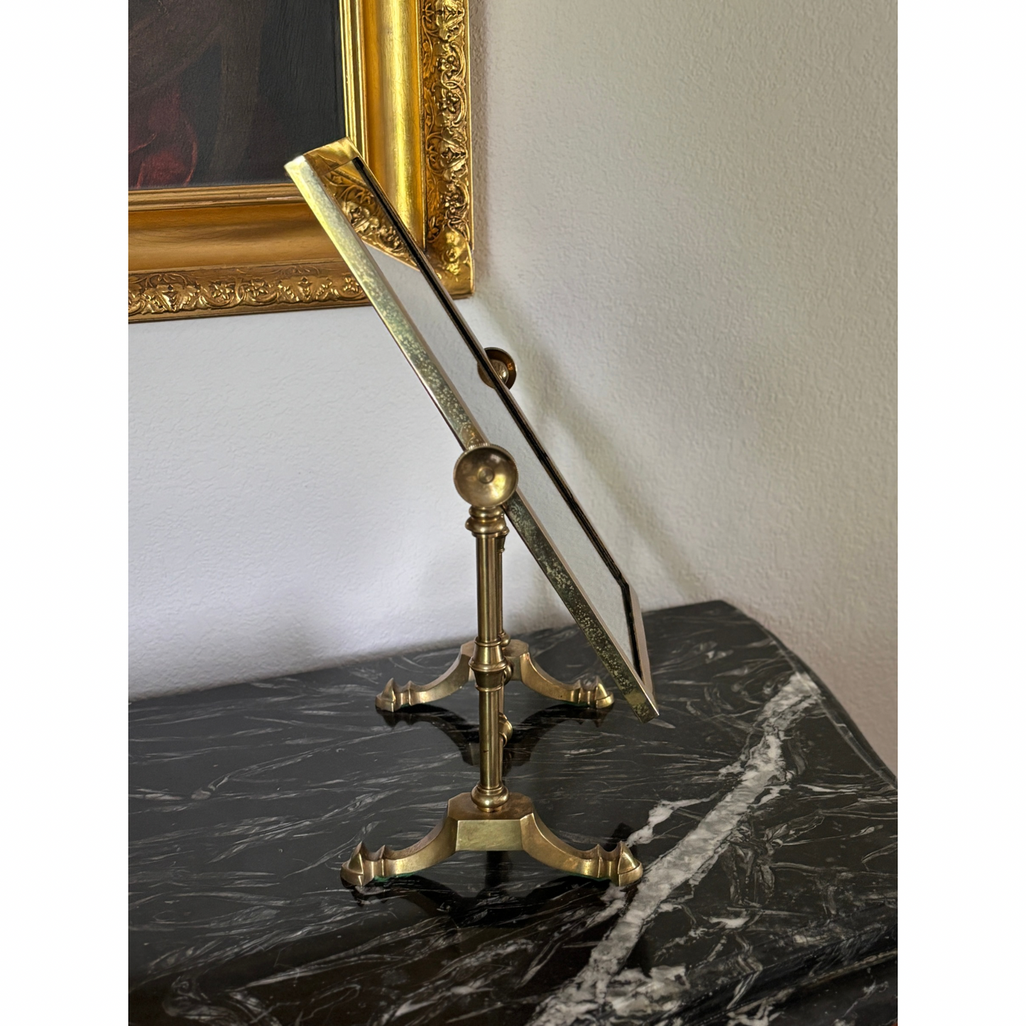Vintage brass vanity mirror