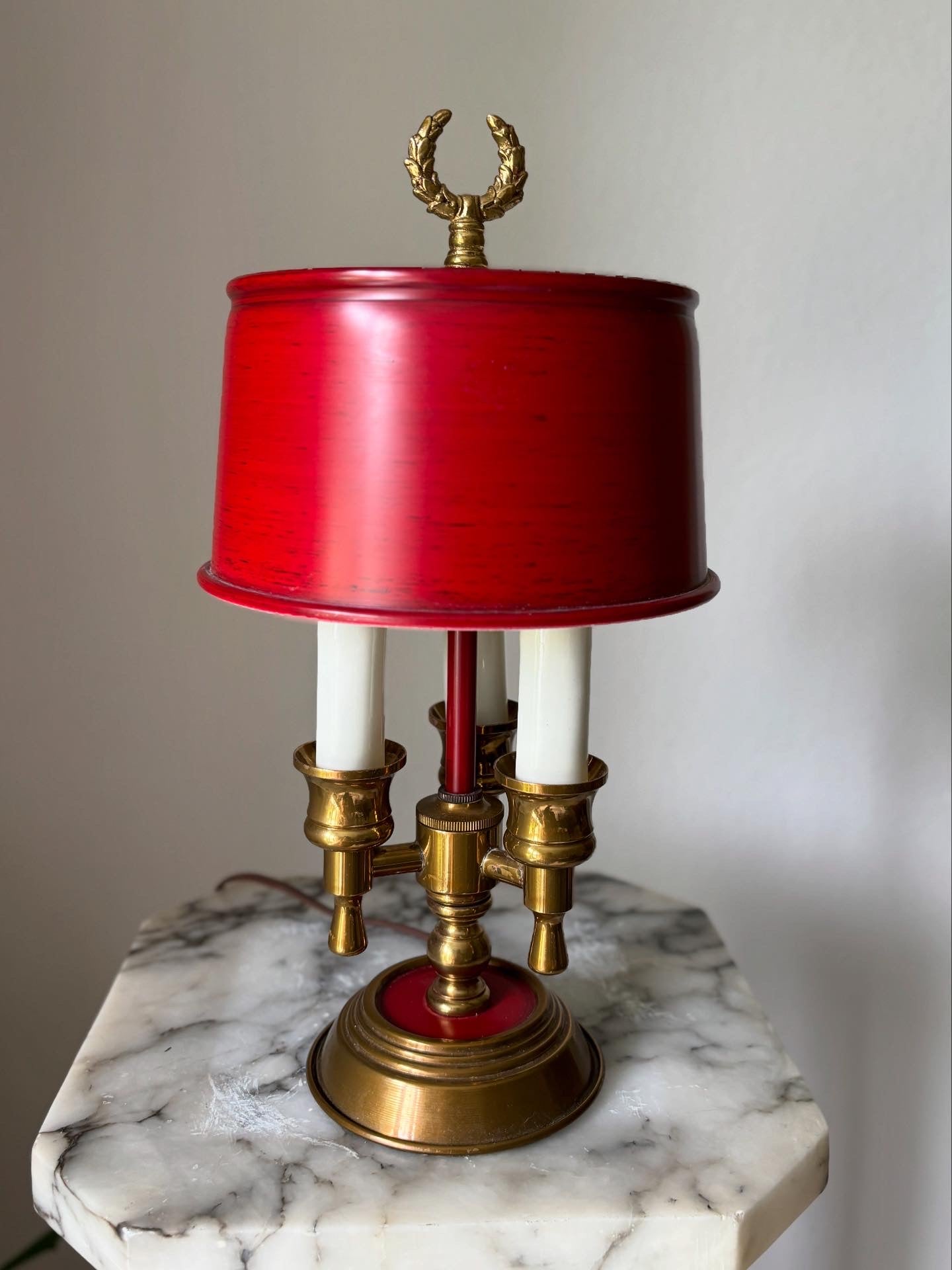 Vintage brass bouillotte lamp