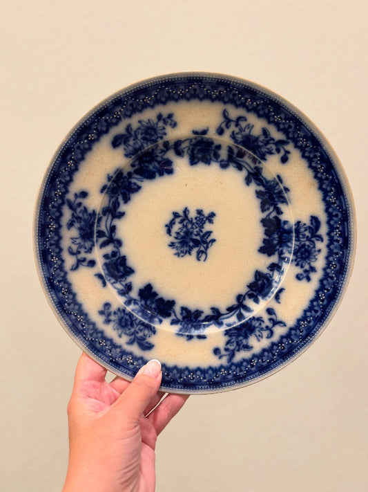 Antique flow blue ironstone plate