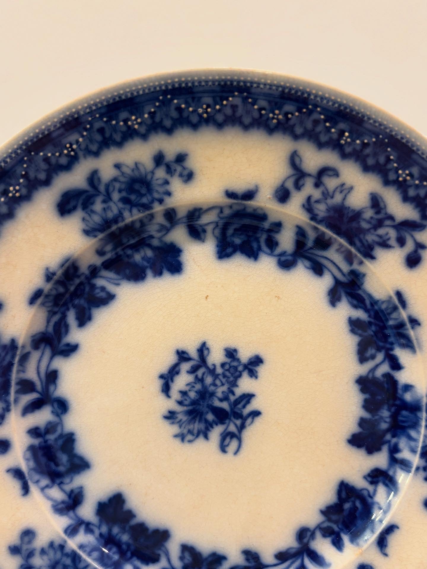 Antique flow blue ironstone plate