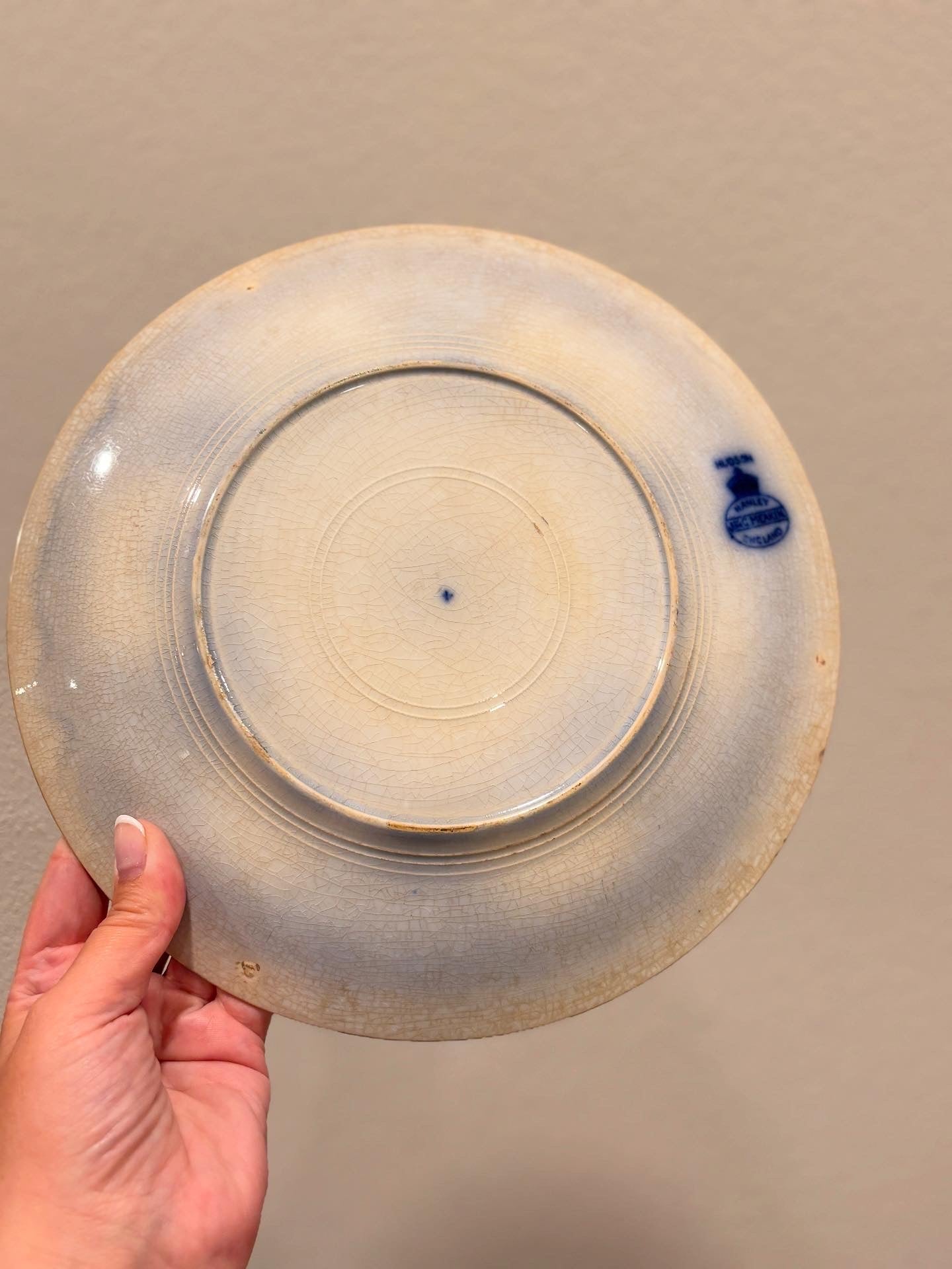 Antique flow blue ironstone plate