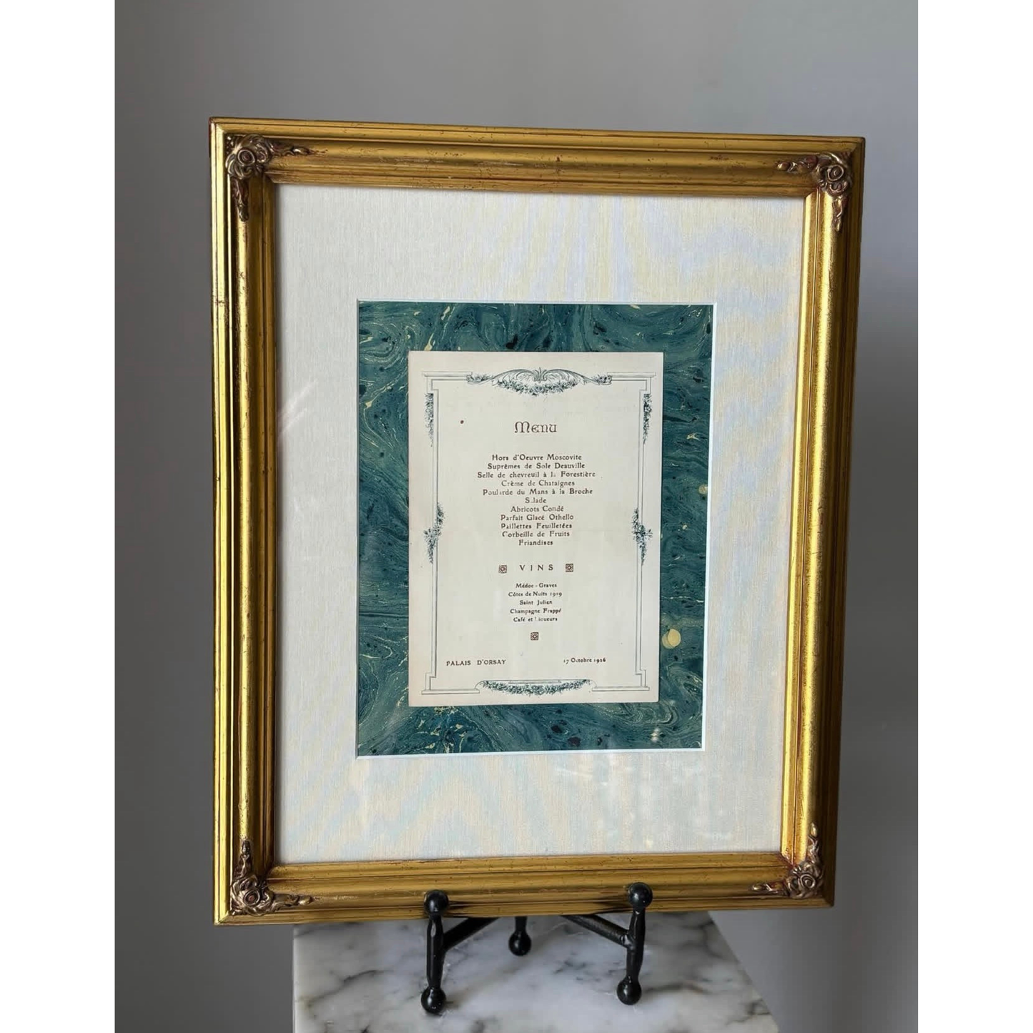 Antique French menu