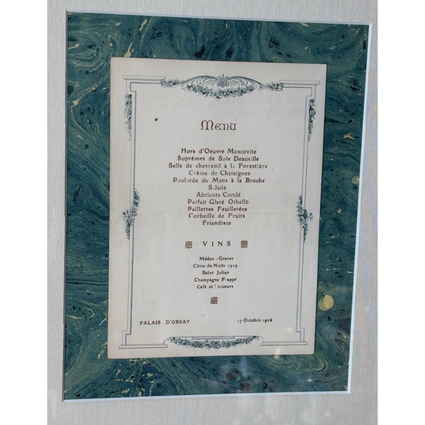 Antique French menu