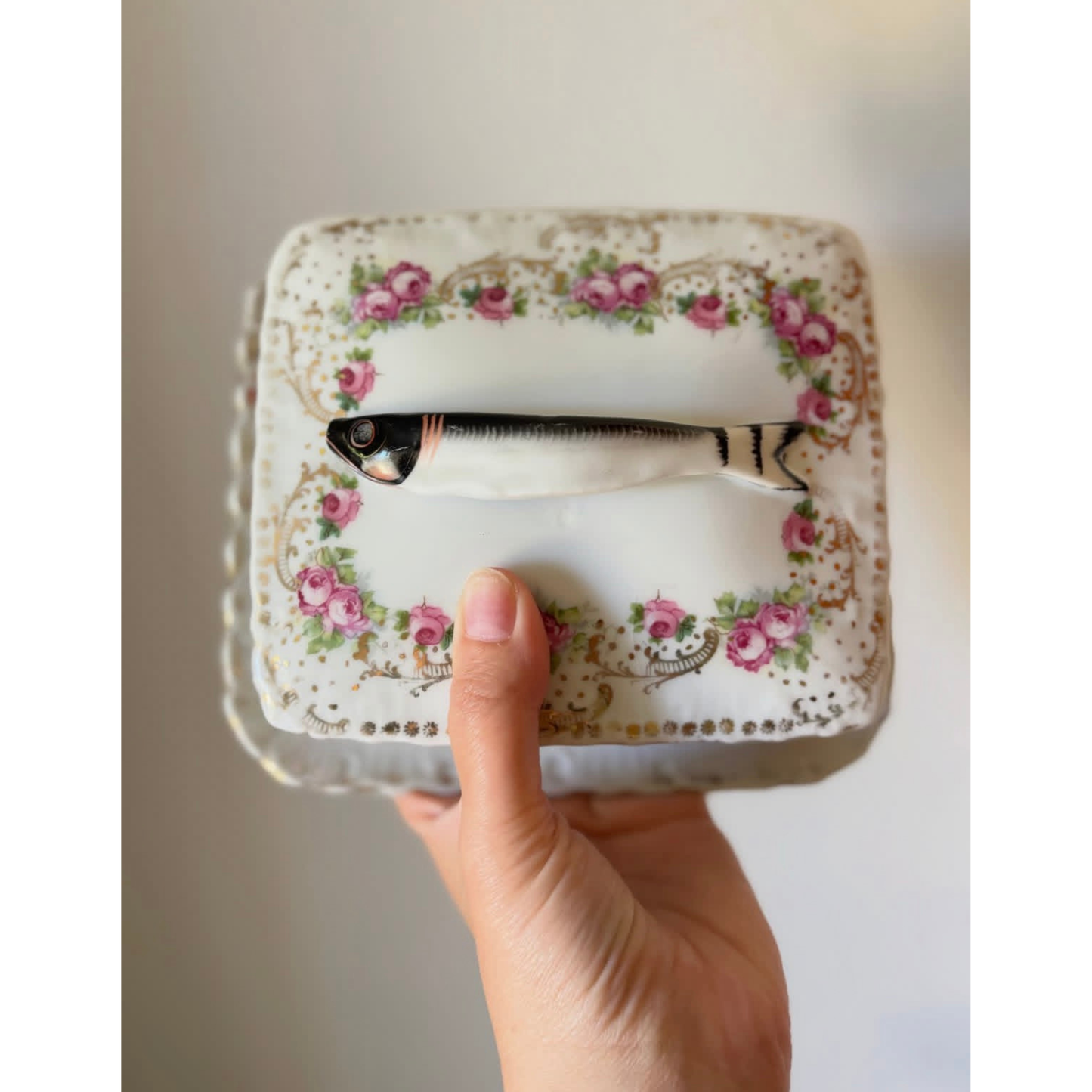 Antique porcelain sardine box